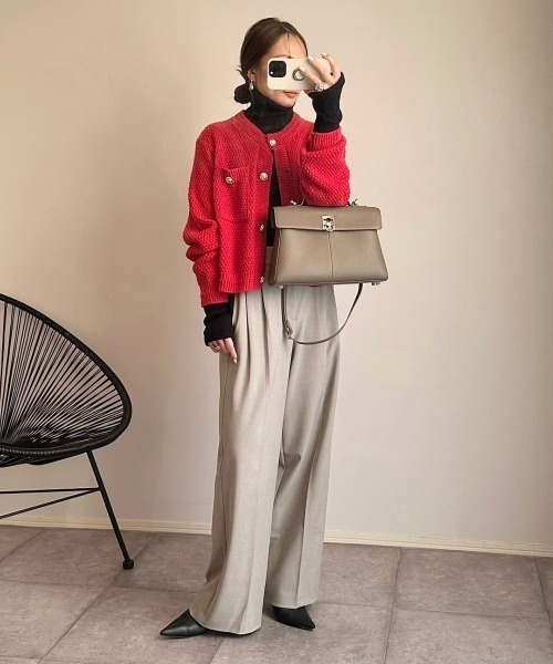 Ada.（エイダ）の「金ボタン ニット カーディガン（カーディガン/ボレロ・レディース・ブラック/ホワイト/レッド/グリーン/ネイビー/ピンク/ライトブルー/グレー/ベージュ/イエロー/ブラウン・FREE）」の17枚目の写真