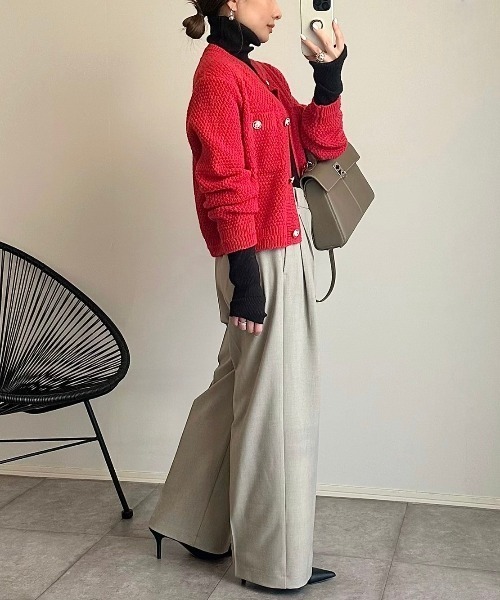 Ada.（エイダ）の「金ボタン ニット カーディガン（カーディガン/ボレロ・レディース・ブラック/ホワイト/レッド/グリーン/ネイビー/ピンク/ライトブルー/グレー/ベージュ/イエロー/ブラウン・FREE）」の18枚目の写真