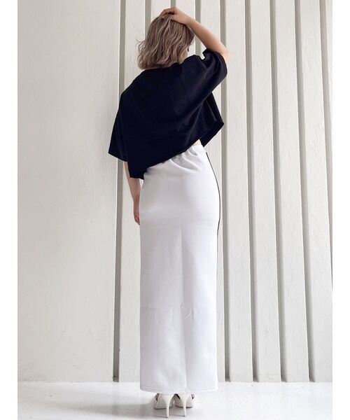 GYDA（ジェイダ）の「サイドラインディープスリットタイトSK（スカート・レディース・ブラック/オフホワイト・FREE）」の5枚目の写真