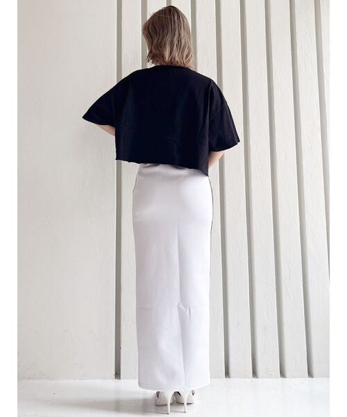 GYDA（ジェイダ）の「サイドラインディープスリットタイトSK（スカート・レディース・ブラック/オフホワイト・FREE）」の6枚目の写真