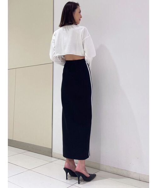 GYDA（ジェイダ）の「サイドラインディープスリットタイトSK（スカート・レディース・ブラック/オフホワイト・FREE）」の10枚目の写真