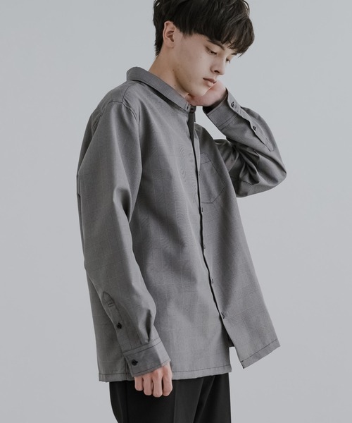 Rocky Monroe(ロッキーモンロー)の「オーバーサイズ ゆったりシルエットシャツ(シャツ/ブラウス・メンズ・グレー/ブラック/ネイビー×ホワイト/ブラック×ホワイト・L/M)」の14枚目の写真