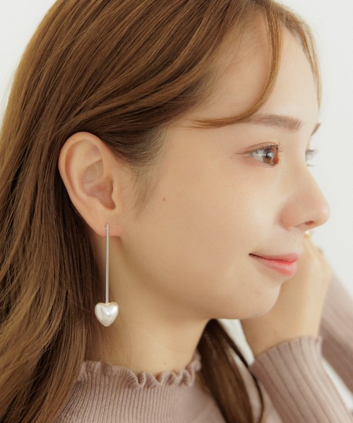 JUDY AND PAUL☆muse all-silver bold heart earring_big ピアス スイングハートピアス（ピアス（片耳用））｜flower（フラワー