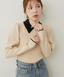 WEB限定 / 配色衿付きリブニット