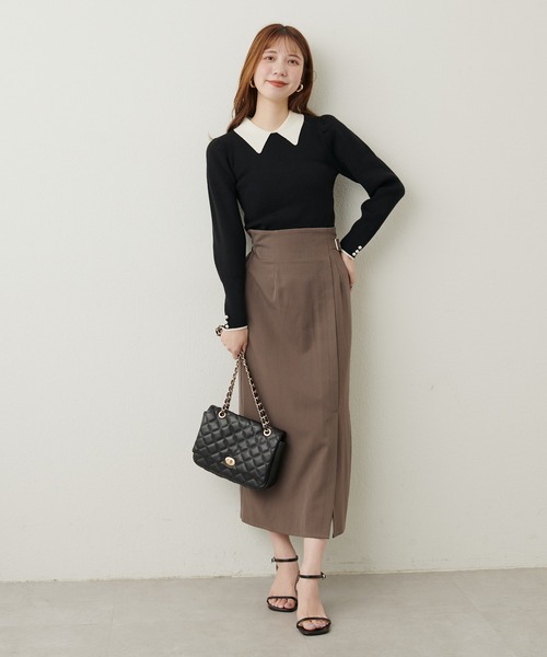 natural couture(ナチュラルクチュール)の「WEB限定 / 配色衿付きリブニット(ニット/セーター・レディース・ブラウン/モカ/サックスブルー/アイボリー/ブラック・MEDIUM/SMALL)」の19枚目の写真