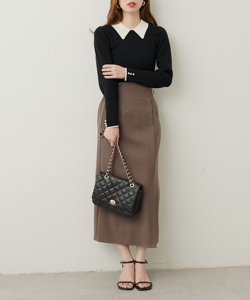 natural couture(ナチュラルクチュール)の「WEB限定 / 配色衿付きリブニット(ニット/セーター・レディース・ブラウン/モカ/サックスブルー/アイボリー/ブラック・MEDIUM/SMALL)」の18枚目の写真