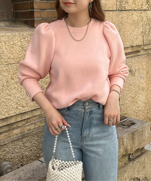 prose verse（プロズヴェール）の「ボリュームスリーブ裏起毛スウェット（スウェット・レディース・グレー/ブラック/オフホワイト/ピンク・ﾌﾘ-）」の4枚目の写真