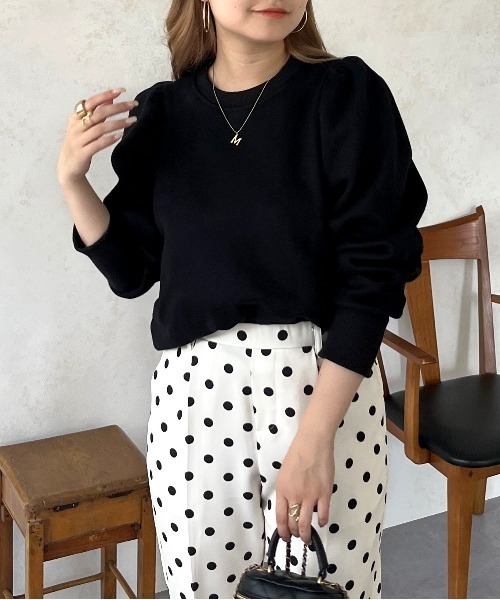 prose verse（プロズヴェール）の「ボリュームスリーブ裏起毛スウェット（スウェット・レディース・グレー/ブラック/オフホワイト/ピンク・ﾌﾘ-）」の3枚目の写真