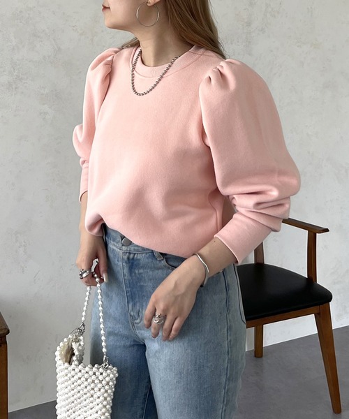 prose verse（プロズヴェール）の「ボリュームスリーブ裏起毛スウェット（スウェット・レディース・グレー/ブラック/オフホワイト/ピンク・ﾌﾘ-）」の10枚目の写真