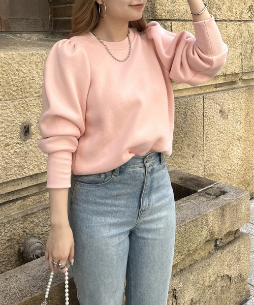 prose verse（プロズヴェール）の「ボリュームスリーブ裏起毛スウェット（スウェット・レディース・グレー/ブラック/オフホワイト/ピンク・ﾌﾘ-）」の16枚目の写真