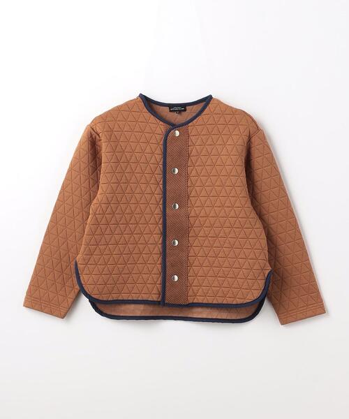 green label relaxing（グリーンレーベルリラクシング）の「TJ キルトジャカード パイピング カーディガン 100cm-130cm（カーディガン/ボレロ・キッズ・モカ/ブラック・110cm/120cm/130cm/100cm）」の2枚目の写真