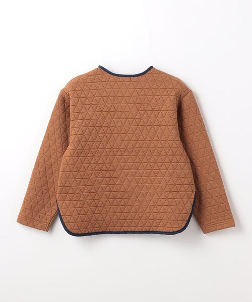 green label relaxing（グリーンレーベルリラクシング）の「TJ キルトジャカード パイピング カーディガン 100cm-130cm（カーディガン/ボレロ・キッズ・モカ/ブラック・110cm/120cm/130cm/100cm）」の3枚目の写真