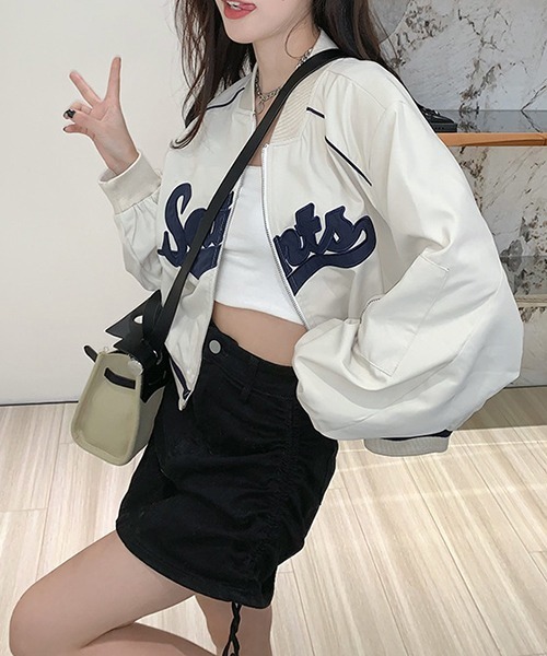 gossip!ロサンゼルス(ゴシップロサンゼルス)の「YUGA レトロスタイル ショートジャケット(スタジャン・レディース・オフホワイト/ピンク・FREE)」の13枚目の写真