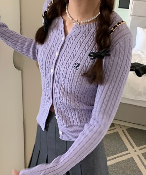 Vipoa（ヴィポア）の「ワンポイントガーリーカーディガン（カーディガン/ボレロ・レディース・グレー/アイボリー/ネイビー/パープル・FREE）」の7枚目の写真