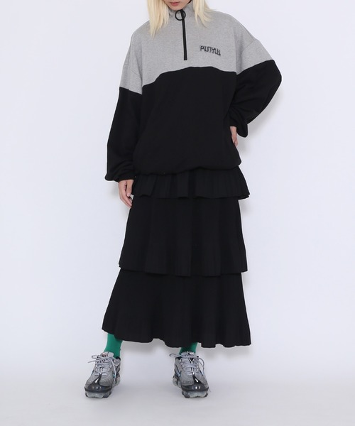 PUNYUS（プニュズ）の「ハーフZIPバイカラースウェット（スウェット・レディース・ブルー/杢グレー/パープル・3/4）」の6枚目の写真