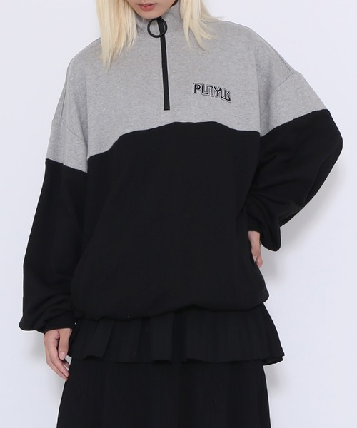 PUNYUS（プニュズ）の「ハーフZIPバイカラースウェット（スウェット・レディース・ブルー/杢グレー/パープル・3/4）」の4枚目の写真