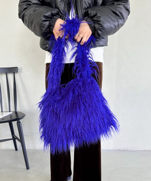 un+frame（アンフレーム）の「feather big shoulder bag／フェザーヤーンビッグショルダーバッグ（ショルダーバッグ・レディース・ブルー/ベージュ/ブラック/オレンジ/ホワイト・FREE）」の15枚目の写真