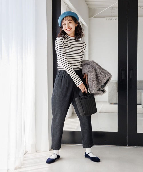 niko and...（ニコアンド）の「配色ステッチリブニットプルオーバー（ニット/セーター・レディース・オレンジ/ネイビー/ブラック/セージグリーン/オフホワイト/ホワイト・MEDIUM/LARGE）」の7枚目の写真