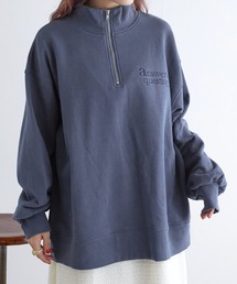 ロゴ刺繍ハーフジップスウェット