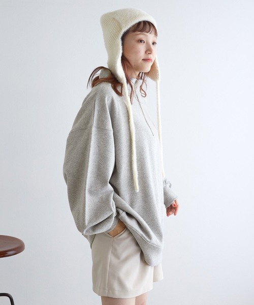 w closet（ダブルクローゼット）の「ロゴ刺繍ハーフジップスウェット