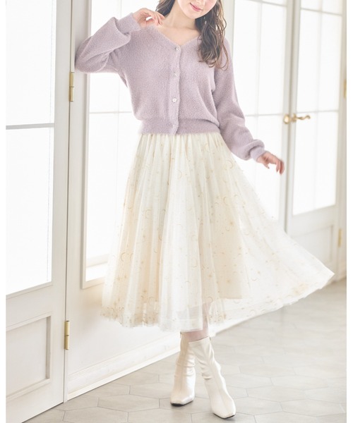 tocco closet(トッコ クローゼット)の「多種ビジュー釦シャギーニットカーディガン(カーディガン/ボレロ・レディース・チャコールグレー/サックスブルー/アイボリー/ピンク系その他/グレイッシュベージュ・M)」の12枚目の写真