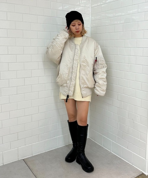 ※ALPHA（アルファ）の「【ALPHA/アルファ】MA-1 ナイロンジャケット USスペック（MA-1・レディース・グレー/ブラック/ホワイト・LARGE/MEDIUM）」の8枚目の写真