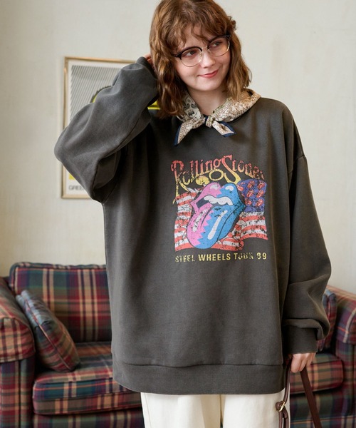 MONO-MART LADY'S（モノマートレディース）の「【QUEEN/The Rolling Stones】ヴィンテージライク ロックプリントピグメント加工スウェットプルオーバー（スウェット・レディース・オートミール/スミクロ/ネイビー/ブラック系2/グレー系1/ブラック系1/ネイビー系1/グレー系2・FREE）」の19枚目の写真