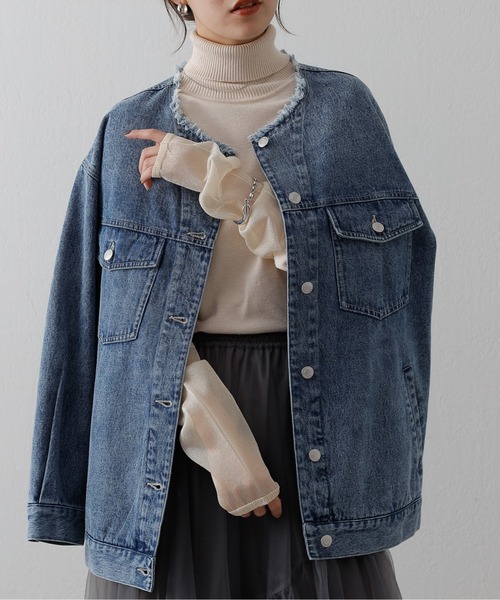 COLONY 2139(コロニートゥーワンスリーナイン)の「PBT袖シアー切替タートルニット(ニット/セーター・レディース・アイボリー/ブラック/グレー/ブラウン・FREE)」の2枚目の写真