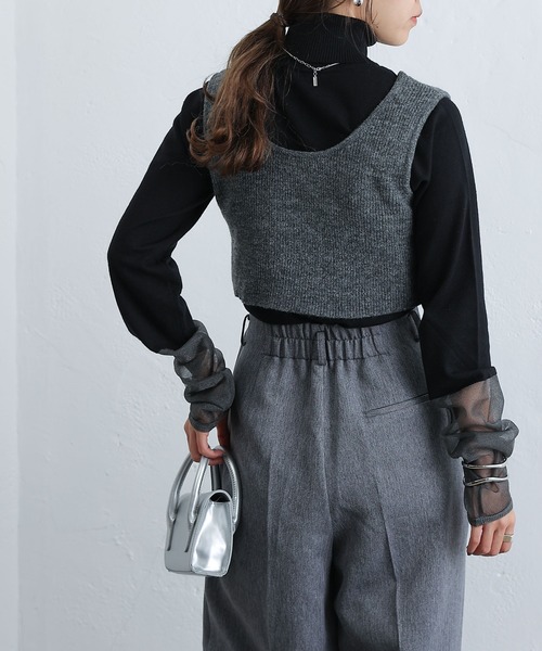 COLONY 2139(コロニートゥーワンスリーナイン)の「PBT袖シアー切替タートルニット(ニット/セーター・レディース・アイボリー/ブラック/グレー/ブラウン・FREE)」の20枚目の写真