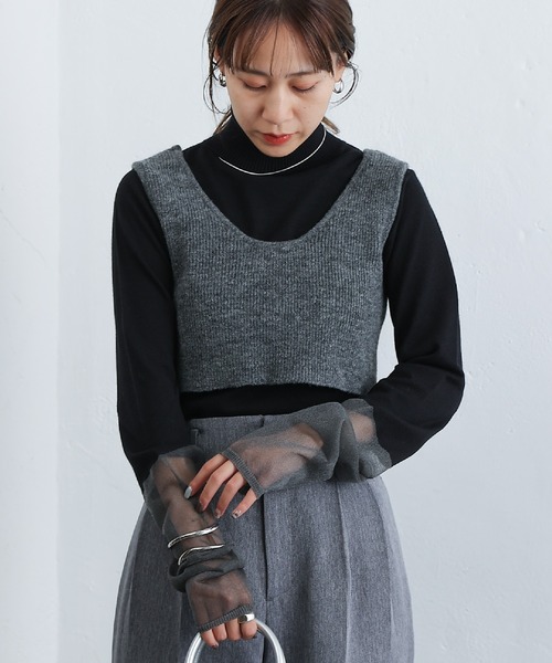 COLONY 2139(コロニートゥーワンスリーナイン)の「PBT袖シアー切替タートルニット(ニット/セーター・レディース・アイボリー/ブラック/グレー/ブラウン・FREE)」の17枚目の写真
