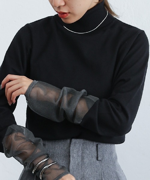 COLONY 2139(コロニートゥーワンスリーナイン)の「PBT袖シアー切替タートルニット(ニット/セーター・レディース・アイボリー/ブラック/グレー/ブラウン・FREE)」の14枚目の写真