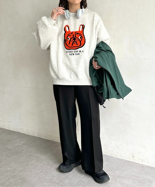 CPCM(シーピーシーエム)の「イヌサガラ刺繍裏起毛スウェット(スウェット・レディース・ブラック/キナリ/グレー・FREE)」の19枚目の写真