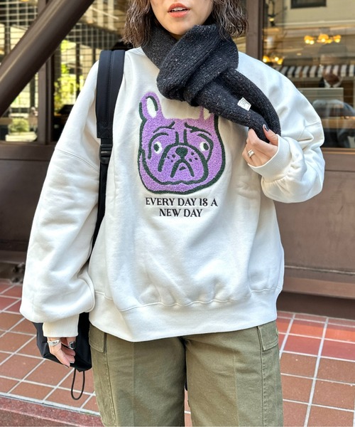 CPCM(シーピーシーエム)の「イヌサガラ刺繍裏起毛スウェット(スウェット・レディース・ブラック/キナリ/グレー・FREE)」の20枚目の写真