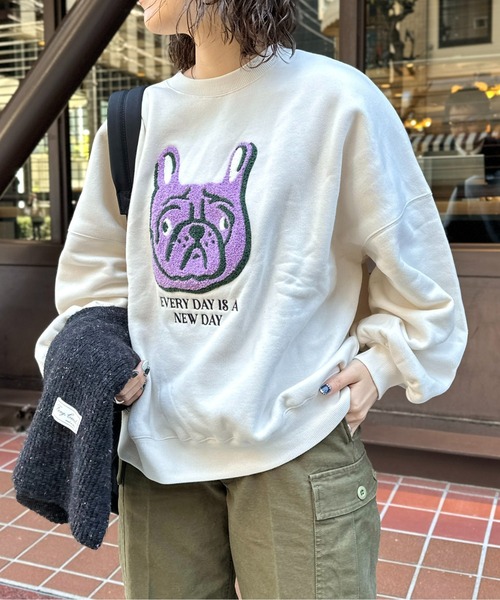 CPCM(シーピーシーエム)の「イヌサガラ刺繍裏起毛スウェット(スウェット・レディース・ブラック/キナリ/グレー・FREE)」の21枚目の写真