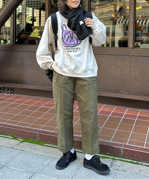 CPCM(シーピーシーエム)の「イヌサガラ刺繍裏起毛スウェット(スウェット・レディース・ブラック/キナリ/グレー・FREE)」の22枚目の写真