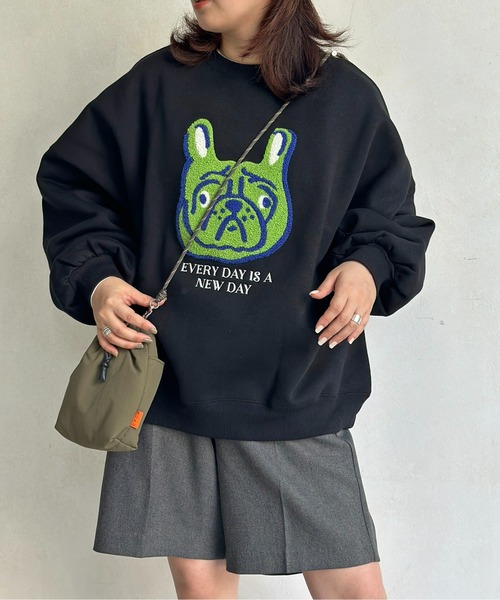 CPCM(シーピーシーエム)の「イヌサガラ刺繍裏起毛スウェット(スウェット・レディース・ブラック/キナリ/グレー・FREE)」の8枚目の写真
