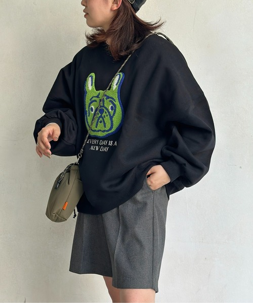 CPCM(シーピーシーエム)の「イヌサガラ刺繍裏起毛スウェット(スウェット・レディース・ブラック/キナリ/グレー・FREE)」の9枚目の写真