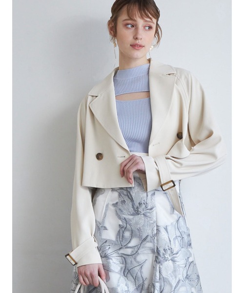 MERCURYDUO(マーキュリーデュオ)の「ショートトレンチ(トレンチコート・レディース・ベージュ/アイボリー・SMALL/MEDIUM)」の1枚目の写真