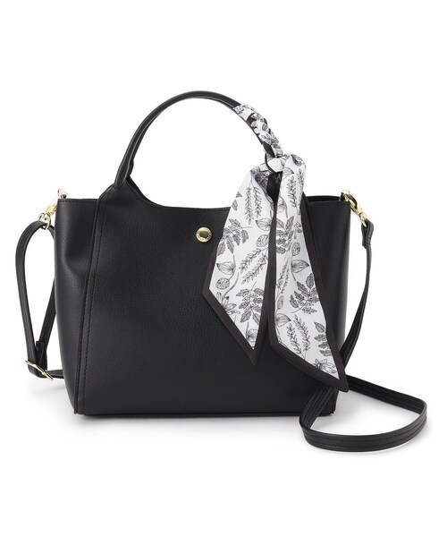 OPAQUE.CLIP（オペークドットクリップ）の「◆≪ヒルナンデス！で紹介≫ スカーフ付きミドルトートバッグ/通勤・セレモニー対応（トートバッグ・レディース・アイボリー/ブラック/ベージュ・00）」の3枚目の写真