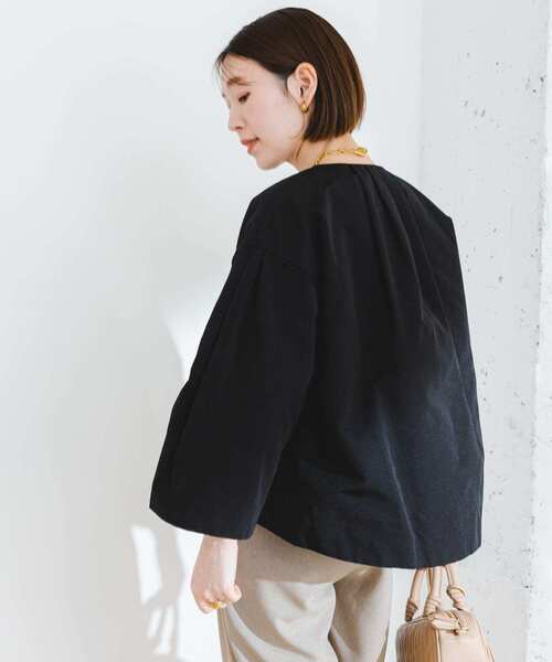 F by ROSSO(エフバイロッソ)の「F by ROSSO グログランベルスリーブショートジャケット(ノーカラージャケット・レディース・オフホワイト/ブラック・FREE)」の5枚目の写真