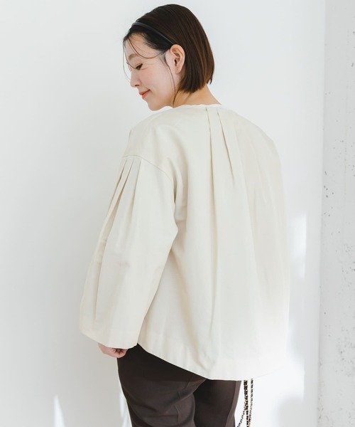 F by ROSSO(エフバイロッソ)の「F by ROSSO グログランベルスリーブショートジャケット(ノーカラージャケット・レディース・オフホワイト/ブラック・FREE)」の9枚目の写真