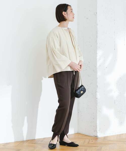 F by ROSSO(エフバイロッソ)の「F by ROSSO グログランベルスリーブショートジャケット(ノーカラージャケット・レディース・オフホワイト/ブラック・FREE)」の10枚目の写真