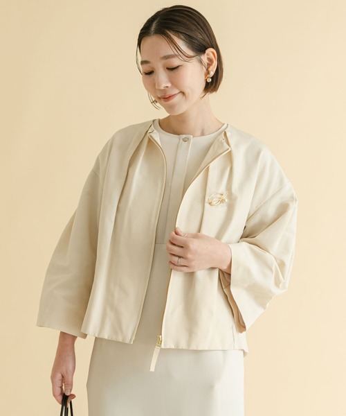 F by ROSSO(エフバイロッソ)の「F by ROSSO グログランベルスリーブショートジャケット(ノーカラージャケット・レディース・オフホワイト/ブラック・FREE)」の13枚目の写真