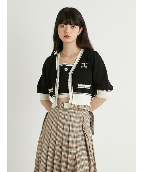 Lily Brown ×MARY QUANT バイカラーパフニットカーディガン