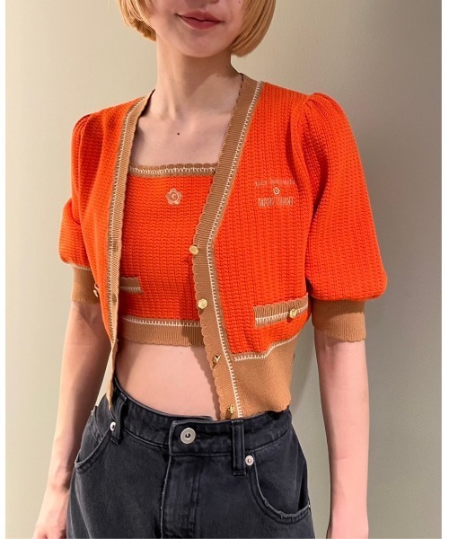 Lily Brown ×MARY QUANT バイカラーパフニットカーディガン