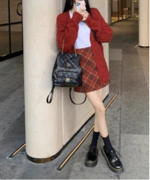 gossip!ロサンゼルス(ゴシップロサンゼルス)の「【サイズあり】ウールライク ヴィンテージチェック厚手ミニスカート(インパン付)(秋冬のガーリー定番スカート)(スカート・レディース・ブラック/ベージュ/レッド・L/M/S/XL/XXL/3XL)」の9枚目の写真