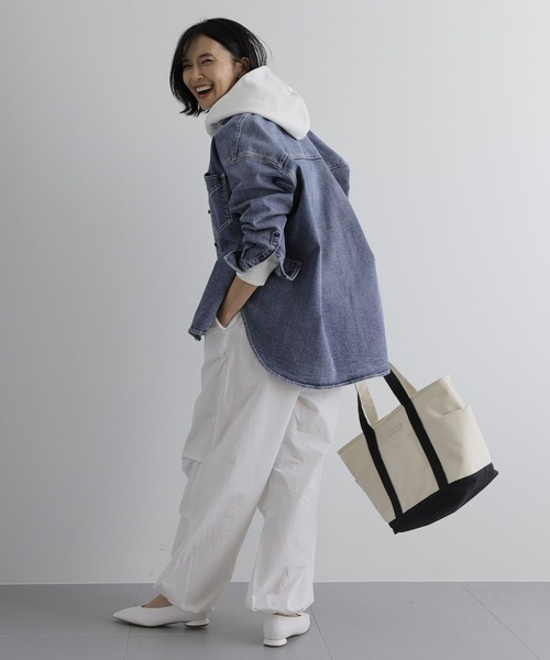 BARNYARDSTORM（バンヤードストーム）の「BARNYARDSTORM / 6ポケットトートL【WEB限定カラー】（ショルダーバッグ・レディース・ホワイト/グレー/ベージュ/グリーン・FREE）」の6枚目の写真