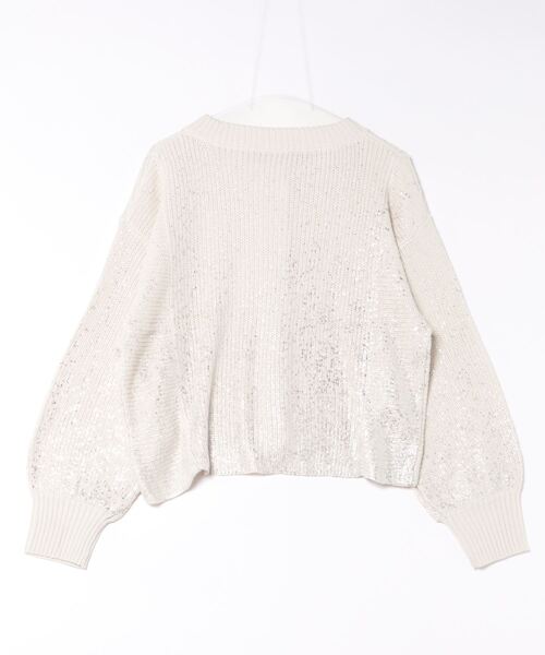 STYLEBLOCK(スタイルブロック)の「A麻タッチ箔プリントニットカーディガン(カーディガン/ボレロ・レディース・ブラック/ホワイト/ライトグレー・M)」の4枚目の写真