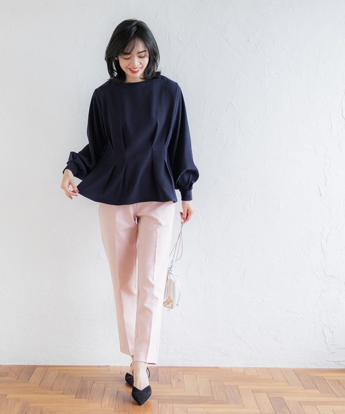 coca(coca)(コカ)の「ウエストタックブラウス(シャツ/ブラウス・レディース・ネイビー/アイボリー・L/M)」の4枚目の写真