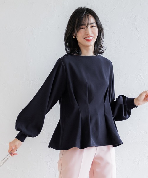 coca(coca)(コカ)の「ウエストタックブラウス(シャツ/ブラウス・レディース・ネイビー/アイボリー・L/M)」の3枚目の写真